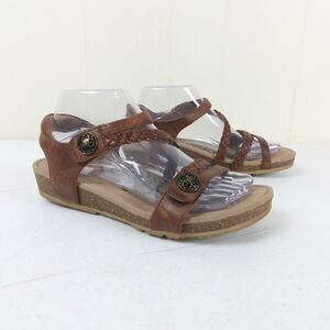 Aetrex Jillian Braided Quarter Strap Sandals Size 7.5 Walnut Brown Slingback